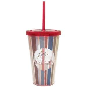 Carnival Cup with Vivid Print - Colored Lid and Straw