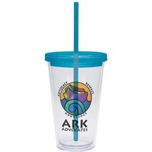 Carnival Cup with Vivid Print - Colored Lid and Straw