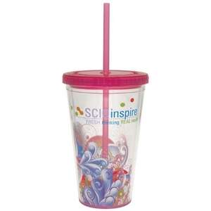 Custom Promotional Carnival Cup with Vivid Print - Colored Lid and Straw