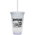 Personalized Plastic Cups & Stadium Cups - 16 oz. Double Wall Clear Carnival Cup with Color Straw