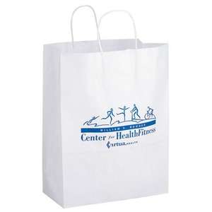 Custom Promotional White Paper Shopping Bag - 13" x 7" x 17"