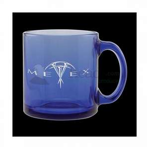Custom Promotional 13 oz. Etched Med. Blue Crystal Coffee Mug Collection