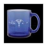 Custom Glass Coffee Mugs - 13 oz. Etched Med. Blue Crystal Coffee Mug Collection