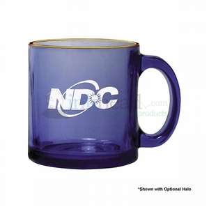 Custom Promotional 13 oz. Mediterranean Blue Glass Coffee Mug