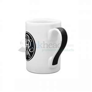 Custom Promotional 13 oz. White With Black Ribbon Handle Mug