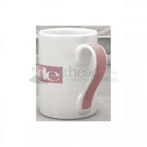 Custom Promotional 13 oz. White With Pink Ribbon Handle Mug