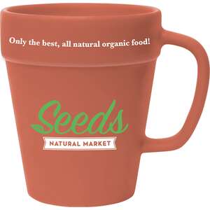 Custom Promotional 14 oz. Terra Cotta Flower Pot Mug