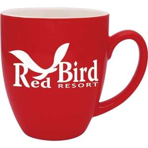 Custom Promotional 14 oz. Two-Toned Red and White Bistro Mug