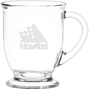Custom Promotional 16 oz. Etched Cafe America - Clear Mug