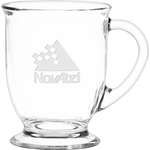 Custom Glass Coffee Mugs - 16 oz. Etched Cafe America - Clear Mug