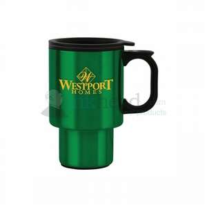Custom Promotional 16 oz. Green Steel City Colored Travel Mug