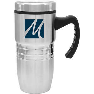 Custom Promotional 18 oz. Steel City Stainless Mug W/Polished Rings