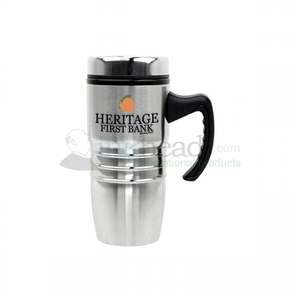 18 oz. Steel City Stainless Mug W/Polished Rings