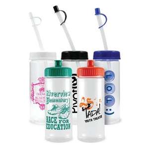 16oz Clear Sports Bottle - Straw Cap