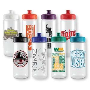 Custom Promotional 16oz Clear Sports Bottle - Push'n Pull Cap