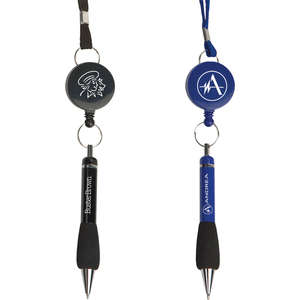 Custom Promotional Soft Grip Metal Pen with Lanyard and Rectractor