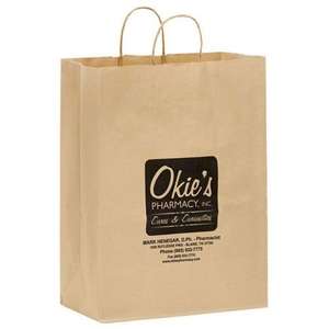 Custom Promotional Brown Kraft Shopping Bag - 13" x 7" x 17"