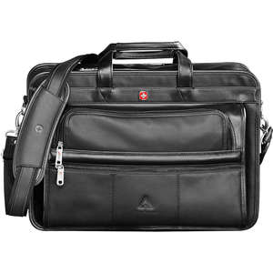 Custom Promotional Wenger Leather Double Compartment Attache