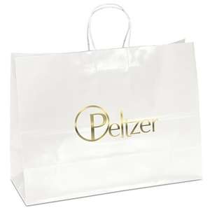 Custom Promotional Aubrie White Gloss Shopper Bag
