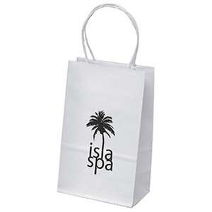 Custom Promotional Pup White Kraft Paper Shopper Bag