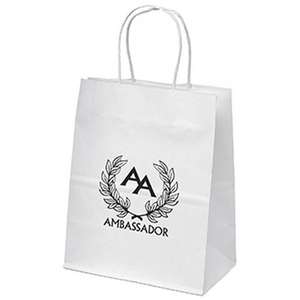 Custom Promotional Mini White Kraft Paper Shopper Bag