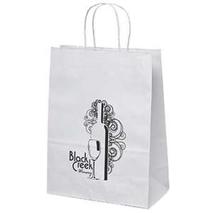 Custom Promotional Jenny White Kraft Paper Shopper Bag