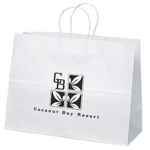 Custom Promotional Vogue White Kraft Paper Shopper Bag