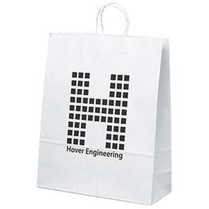Custom Promotional Stephanie White Kraft Paper Shopper Bag