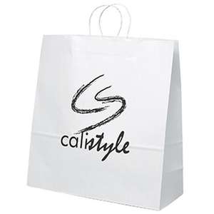 Custom Promotional Duke White Kraft Paper Shopper Bag