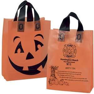 Custom Promotional Frosted Orange Pumpkin Shopper Bag