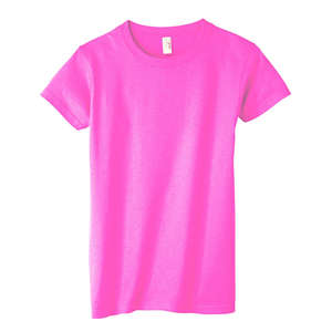 Anvil Womens Basic Cotton Tee - Dark/Color Azalea