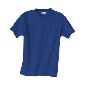 Hanes Youth Heavyweight 100% Cotton Tee - Dark/Color Blue, Deep Royal