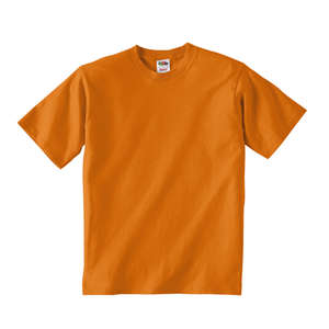 Fruit of the Loom Youth Heavy Cotton 100% Cotton Tee - Dark/Color Orange-Poppy