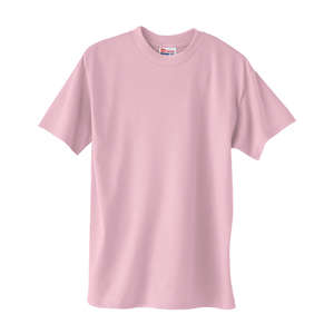 Hanes Heavyweight 50/50 Crew Neck Tee - Dark/Color Pink, Pale