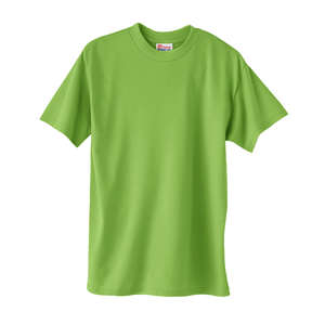Hanes Heavyweight 50/50 Crew Neck Tee - Dark/Color Green, Lime