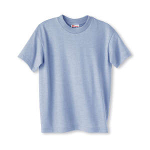 Hanes Youth Heavyweight 50/50 Crew Neck Tee - Dark/Color Blue, Stonewashed