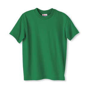 Hanes Youth Heavyweight 50/50 Crew Neck Tee - Dark/Color Green, Kelly