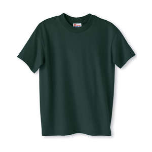 Hanes Youth Heavyweight 50/50 Crew Neck Tee - Dark/Color Green, Deep Forest