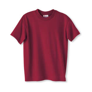 Hanes Youth Heavyweight 50/50 Crew Neck Tee - Dark/Color Red, Deep