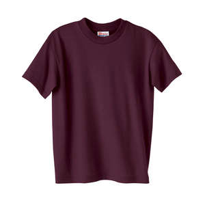 Hanes Youth Heavyweight 50/50 Crew Neck Tee - Dark/Color Maroon