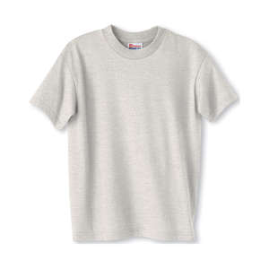 Hanes Youth Heavyweight 50/50 Crew Neck Tee - Light/Heather Gray, Ash