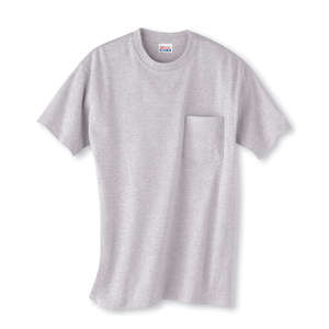 Hanes Beefy-T with Pocket - Light/Heather Steel, Light
