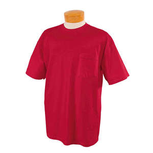 Jerzees Heavyweight 100% Cotton Pocket Tee - Dark/Color Red, True