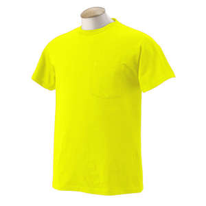 Fruit of the Loom 50/50 Pocket Tee - Dark/Color Green, Safety