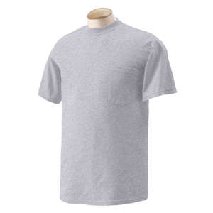 Gildan Ultra Blend 50/50 Pocket Tee - Light/Heather Gray, Ash