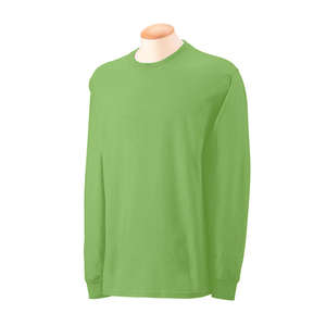 Gildan Ultra Cotton Long Sleeve Tee - Dark/Color Kiwi