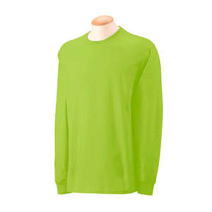 Gildan Ultra Cotton Long Sleeve Tee - Dark/Color Green, Safety