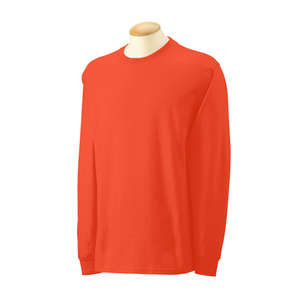 Gildan Ultra Cotton Long Sleeve Tee - Dark/Color Orange, Safety