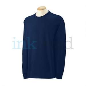 Gildan Ultra Cotton Long Sleeve Tee - Dark/Color Blue, Uniform Navy