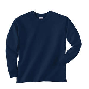 Gildan Youth Ultra Cotton Long Sleeve Tee - Dark/Color Blue, Navy